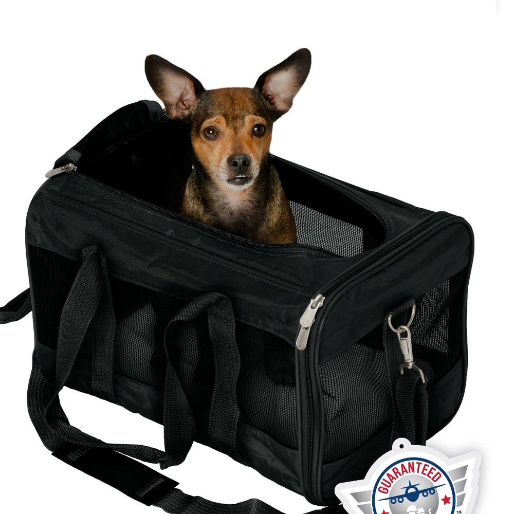 Sherpa Black Original Hard Frame Sherpa Bed Medium Pet Carrier Deluxe Travel Bag